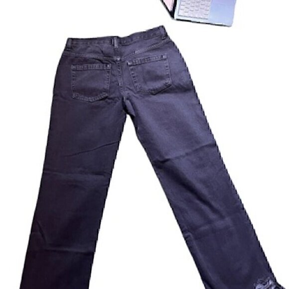 WE THE FREE MAGGIE MIDRISE STRAIGHT-LEG WASHED, 100% COTTON , BLACK, SIZE 26 - Picture 6 of 7